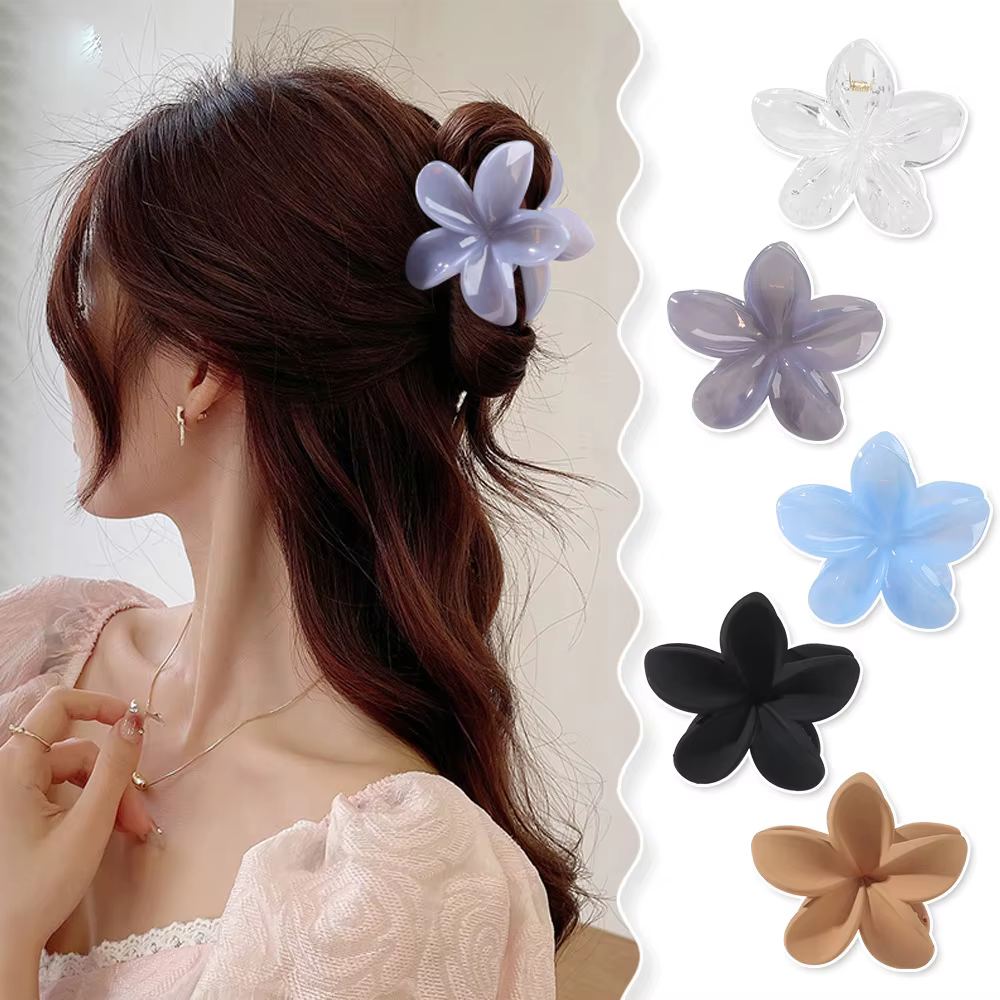 Women Summer frangipani Flower Hair Claws Girls Sweet Hair Clips Washing Face Hairpins Barrettes Ladies Cute Hair Accessories