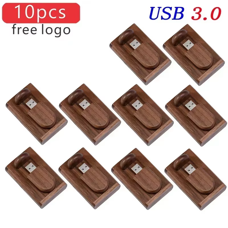 JASTER 10pcs/Lot (Free LOGO) USB Flash Drive Wooden with Box Pendrive 3.0 4GB 8GB 16GB 32GB 64GB 128GB Memory Stick Wedding Gift