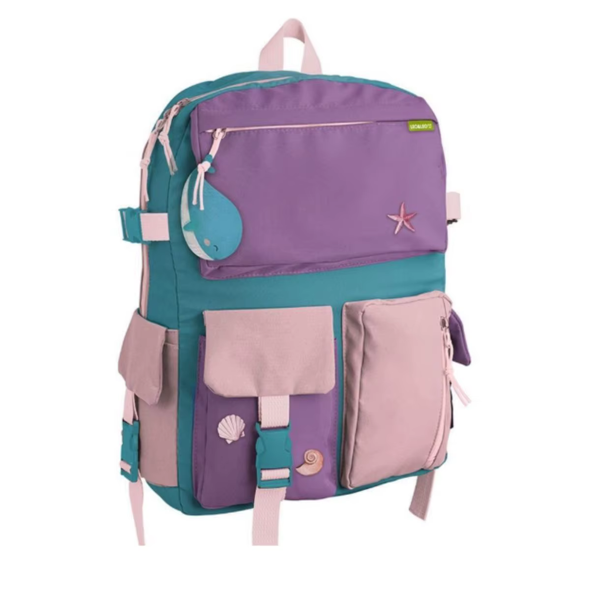 Sea Background C Backpack/Leo Whale Keychain