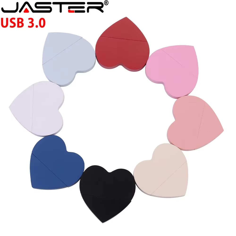 Blue Wood Heart USB 3.0 Flash Drive 128GB High Speed Pen Drive 64GB Real Capacity Memory Stick Free Custom Logo Pendrive 32GB