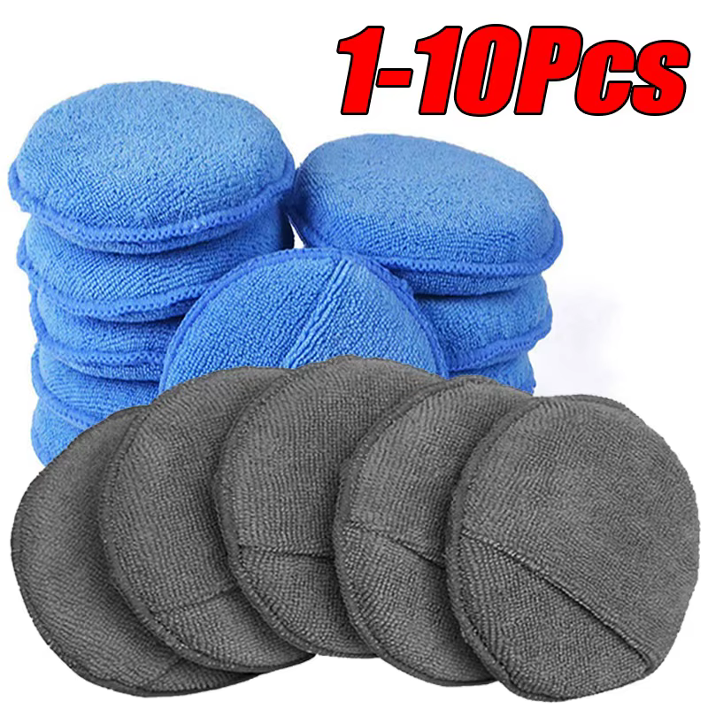 10Pcs Car Detailing Applicator Pads Car Care Waxing Polish Sponges Soft Microfiber Round Pocket Foam Sponges Car Cleaning Tools