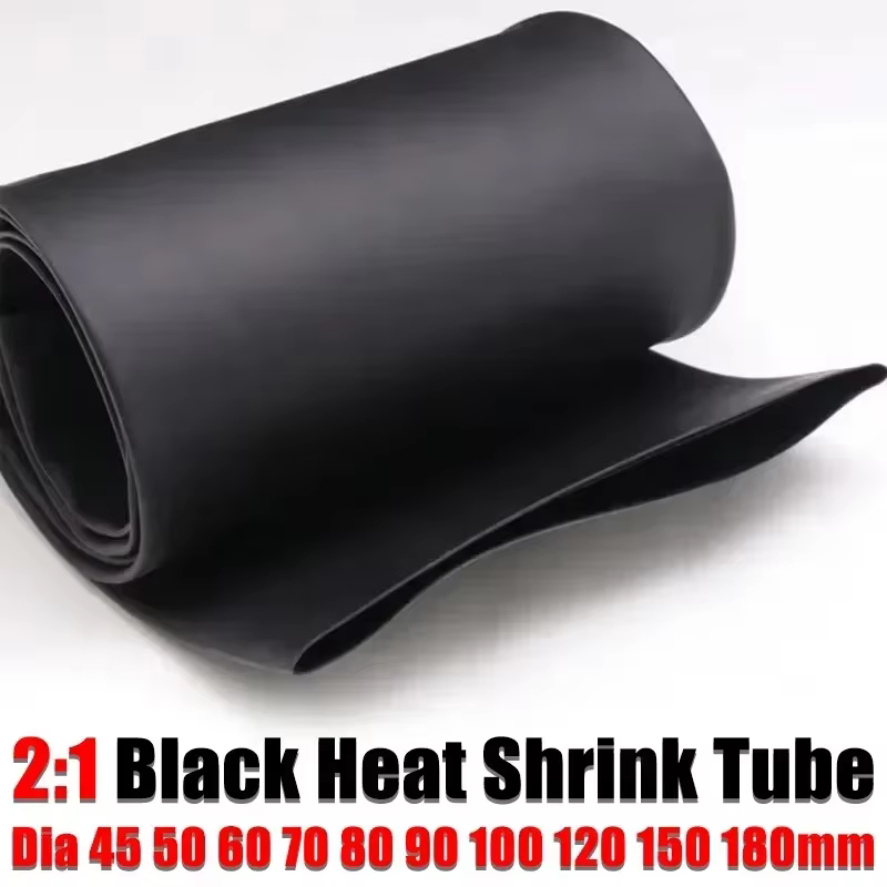 1Meter Black 2:1 Heat shrink Tube Dia 45mm 50mm 60mm 70mm 80mm 90mm 100mm 120mm 150mm 180mm Heat Shrink Tube Cable Sleeving Wrap