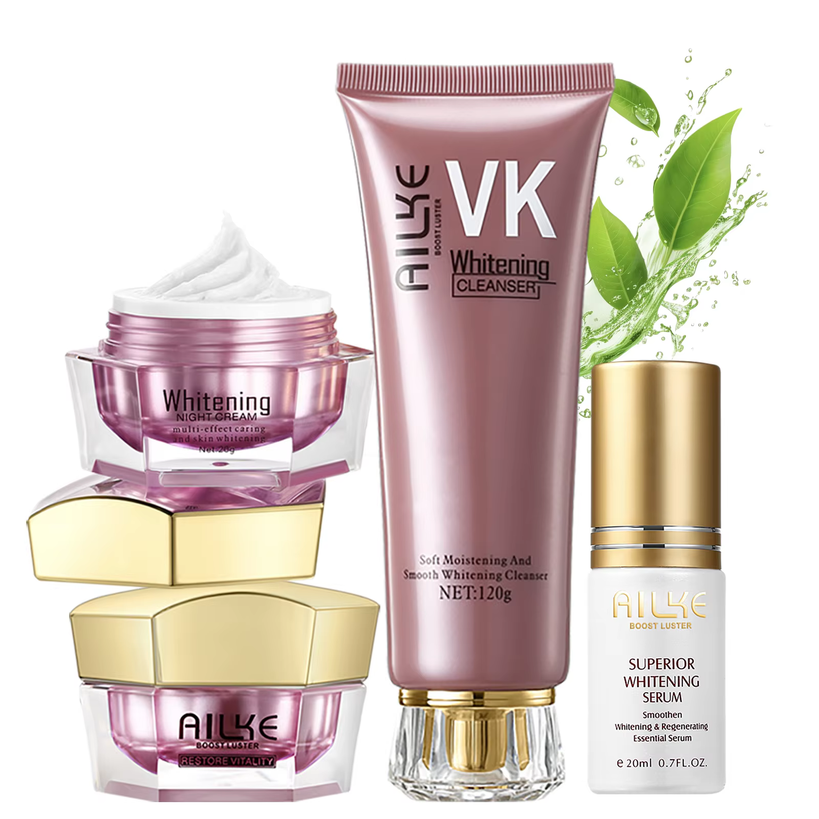 AILKE Whitening Anti-wrinkle Freckle Face Cream With Collagen Hyaluronic Acid Rose Skin Care Women Korean Facial Moisturizer Kit