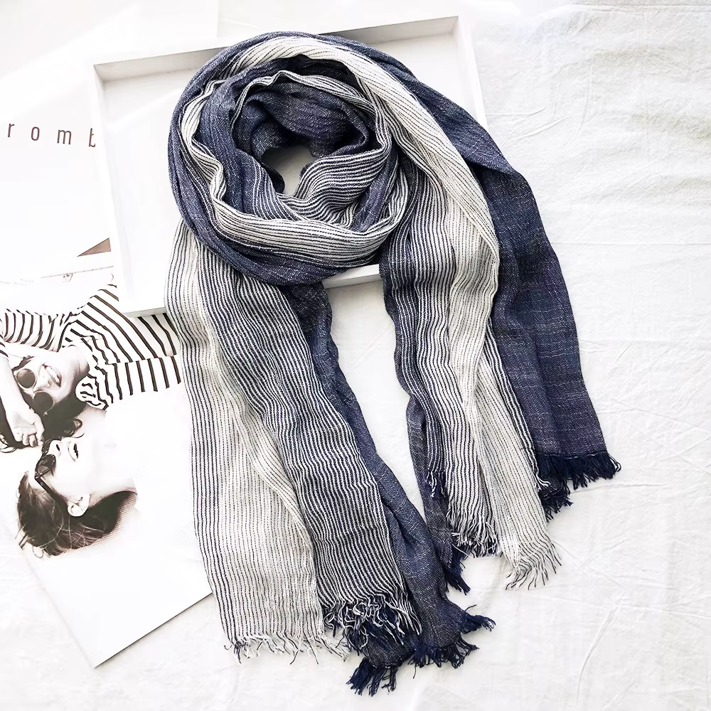 Fashion Striped Men Scarf Cotton Linen Autumn Winter Men's Pashmina Warm Neckerchief Casual Male Accessories Bufanda Shawl