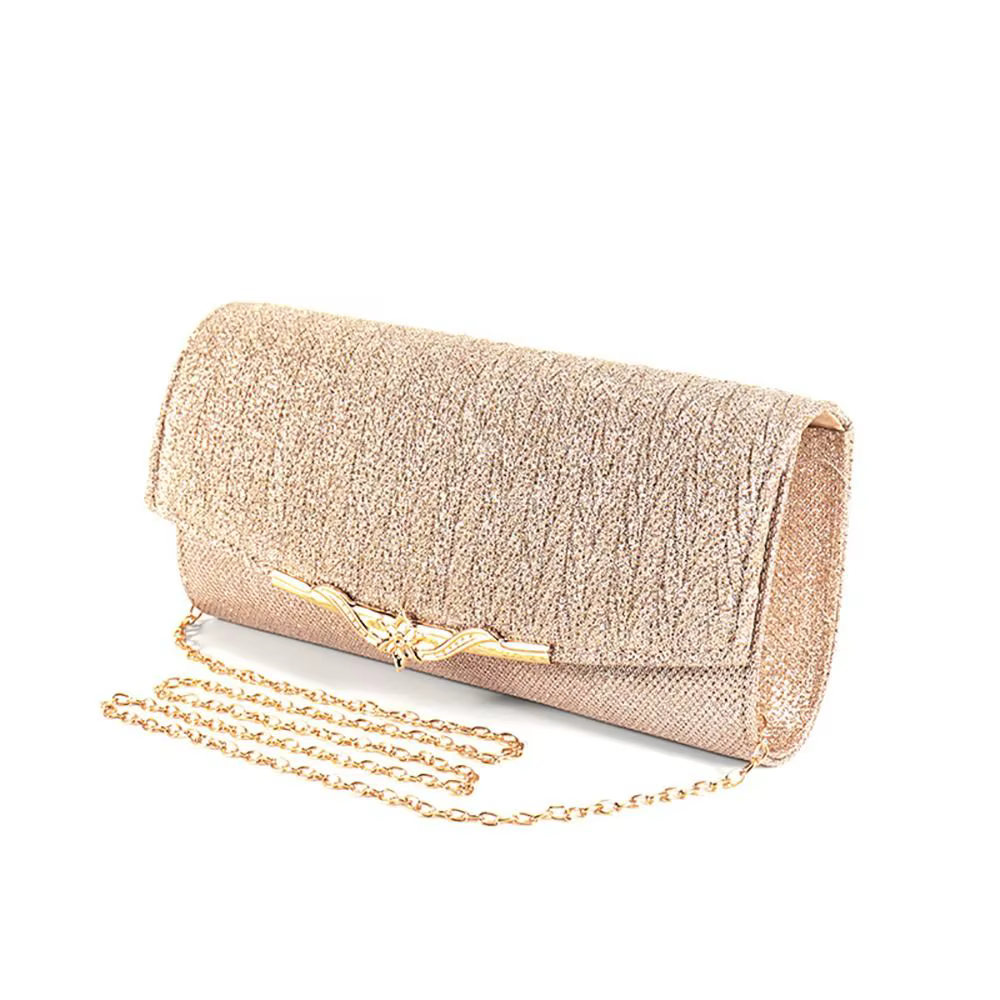 Champagne Silver KTV Princess Bag Exquisite Magnetic Buckle Long Chain Women's Bag Fold Shoulder Bag Dinner Banquet