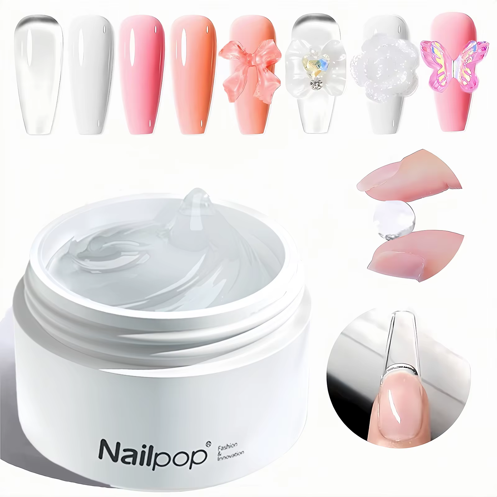 Nailpop Solid Builder Gel for Nails Non-Sticky Hard Sculpting Gel 3D Carving Modeling Soak Off UV/LED Nail Art Salon Home DIY
