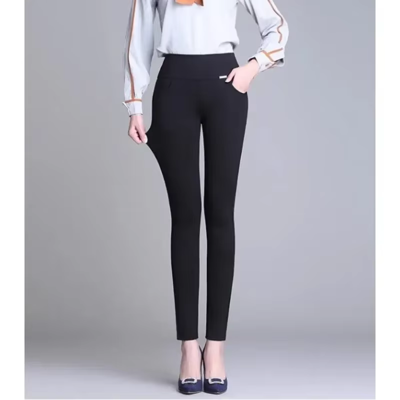 New S-6XL Micro Pants Trousers High Waist Large Size Stretch Tights Women High Waist Straight Pants Work Pants Trousers