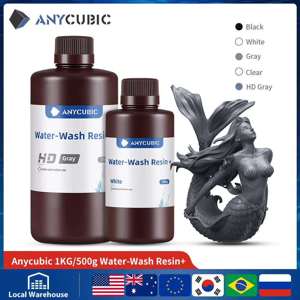 ANYCUBIC Water Washable Resin Low Odor Low Viscosiy 405nm UV Resin For LCD 3D Printing High Precision 3D Printer Resin