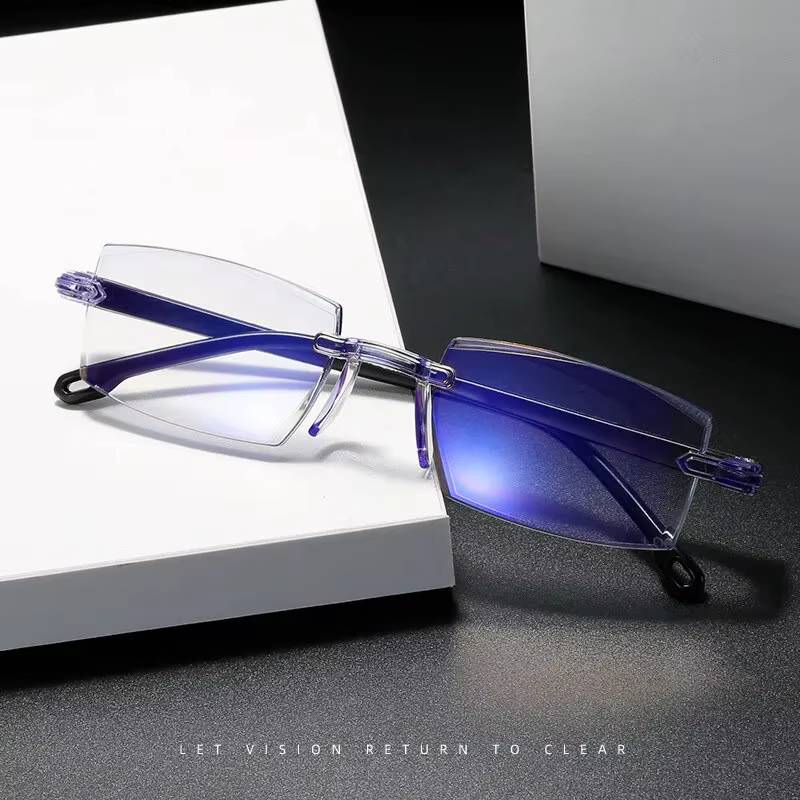 2024 Frameless Diamond Cut Anti Blue Light Universal Presbyopia Glasses For Men And Women Reading Glasses