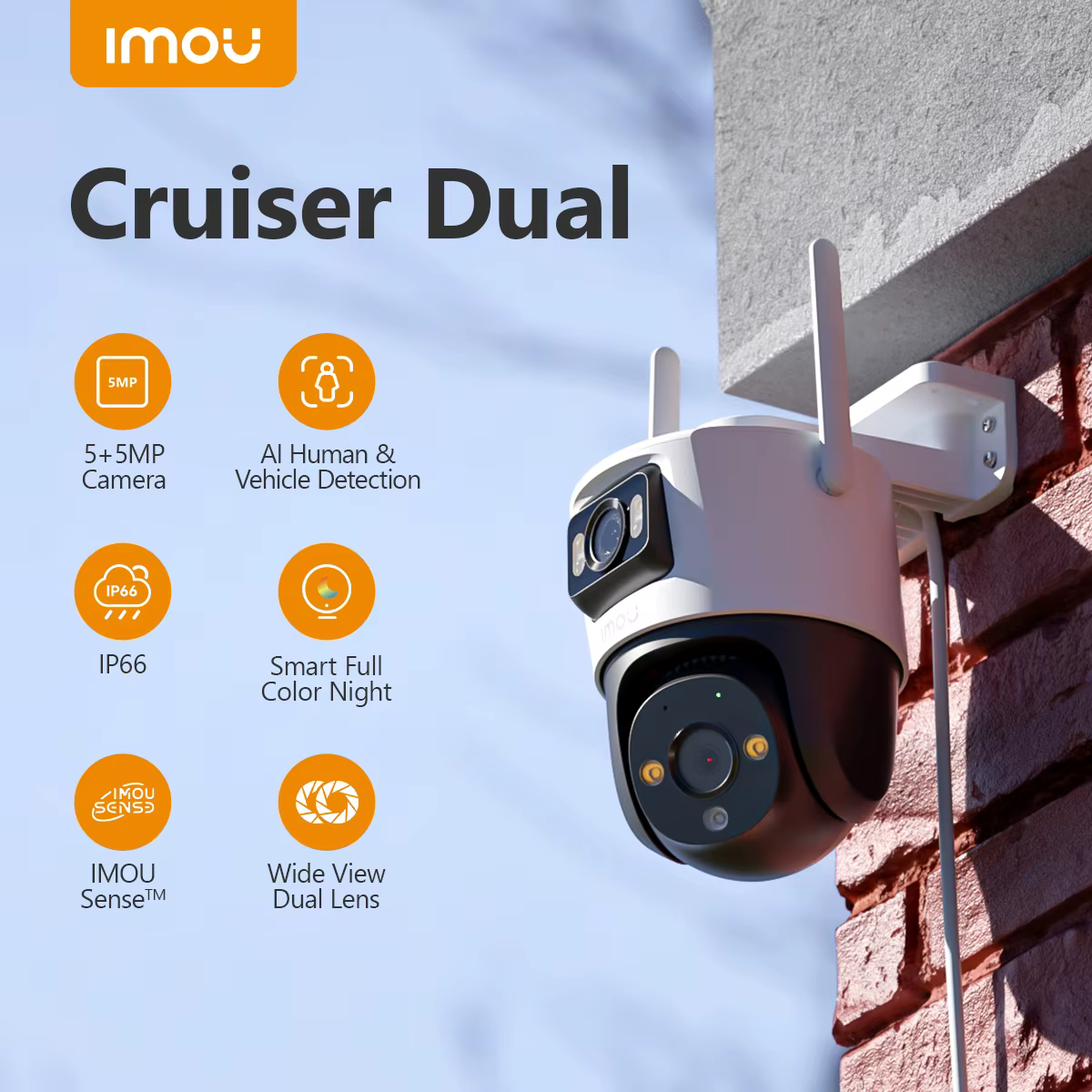IMOU PT Wifi IP Camera Cruiser Dual 6MP 8MP 10MP Dual Lens Two-way Talk Outdoor AI Human & Vehicle Detection Security Protection