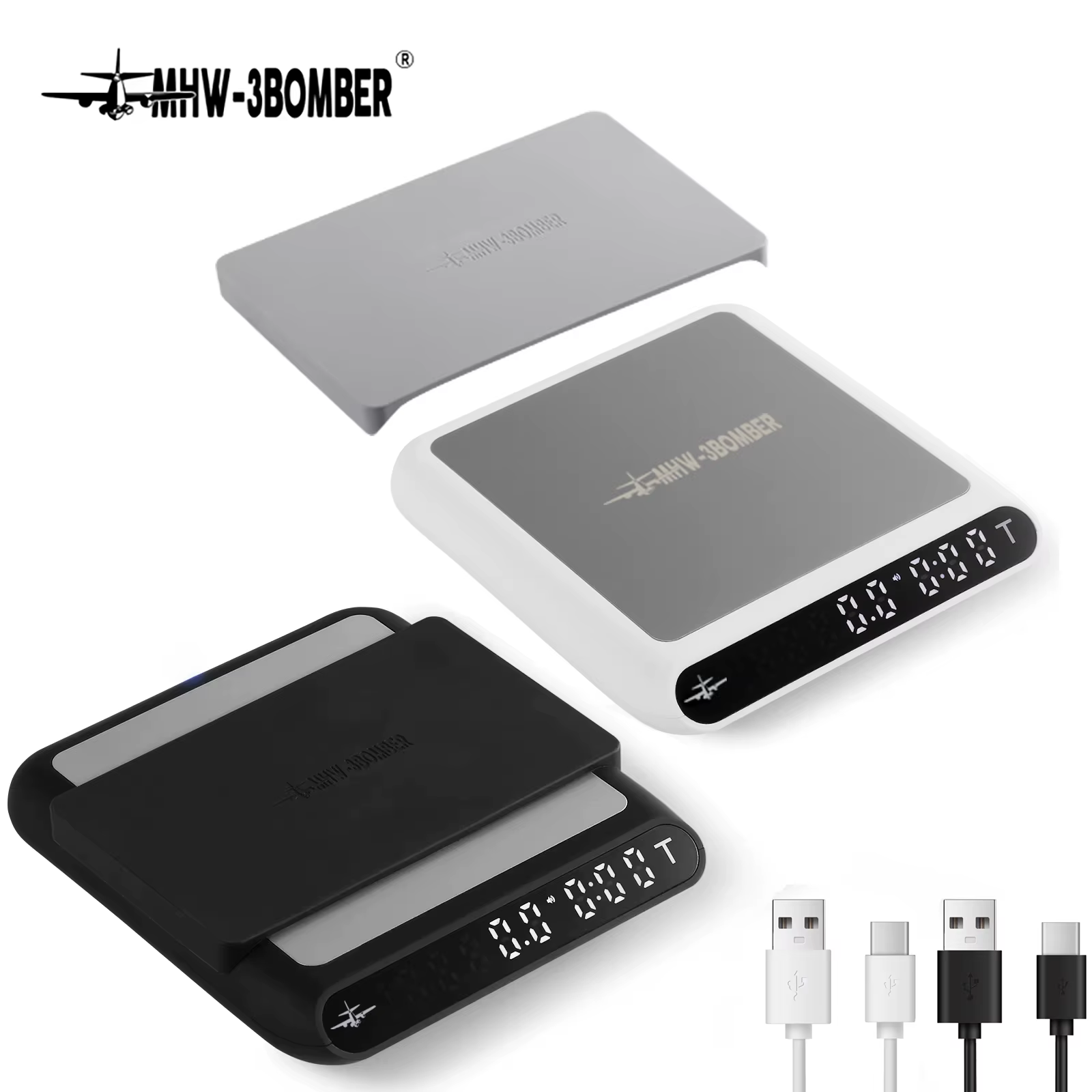 MHW-3BOMBR Espresso Coffee Scale with Timer,Portable Digital Kitchen Scale,Pour Over Drip Coffee Bean Scale,0.1g Precision Scale