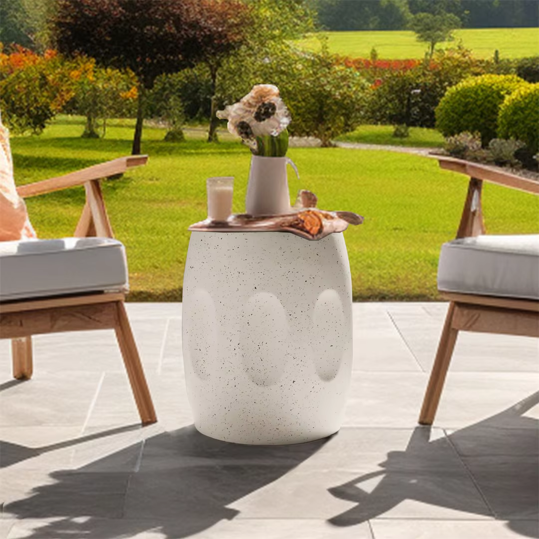 LUVODI Unique Lightweight Concrete Table Living Room Sofa Side Decorative Garden Stool