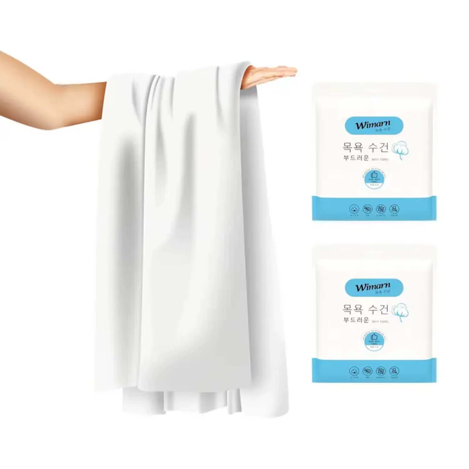 Ultra Soft, Absorbent, and Disposable Pack of 2 Face Towels and Bath Towels - Lightweight Waffle Weave Design for Quick Drying -
