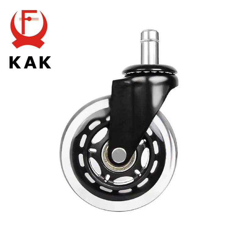 5PCS KAK 3" Universal Mute Wheel Office Chair Caster Replacement 60KG Casters Rubber Soft Safe Roller Furniture Wheel Hardware