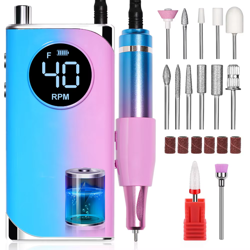 45,000 RPM Nail Drill Machine, Professional Portable Rechargeable Nail Grinder for Polishing Gel Nails for Home Manicure Salon