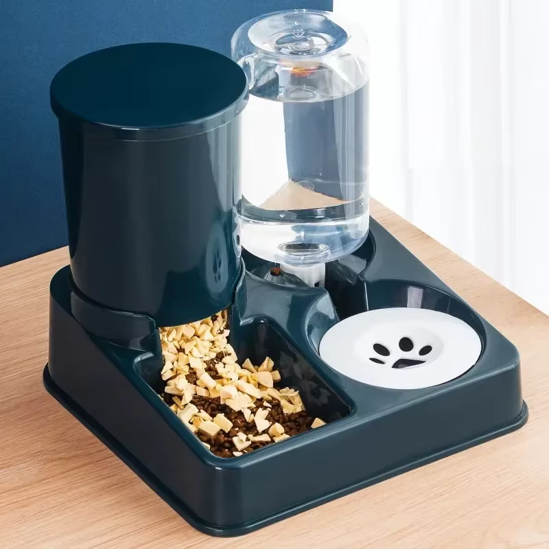 Automatic Cat Feeder Water Defender Set, Leaned Pet Food, gravity and water cycle, 2 in 1