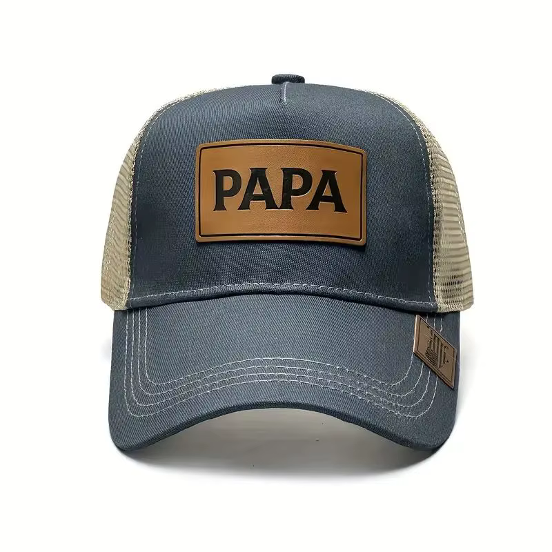 1pc "PAPA" Embroidered Mesh Back Cap, Adjustable Snapback, Comfortable, Outdoor Casual Hat For Dads