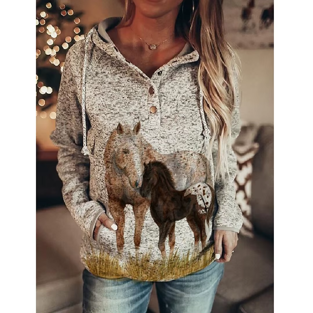 Horse 3d Print Hoodie Women Fashion Hoodies Sweatshirts Animal Tracksuit Vintage Hoody Women Sweat Autumn Winter Coat Clothes