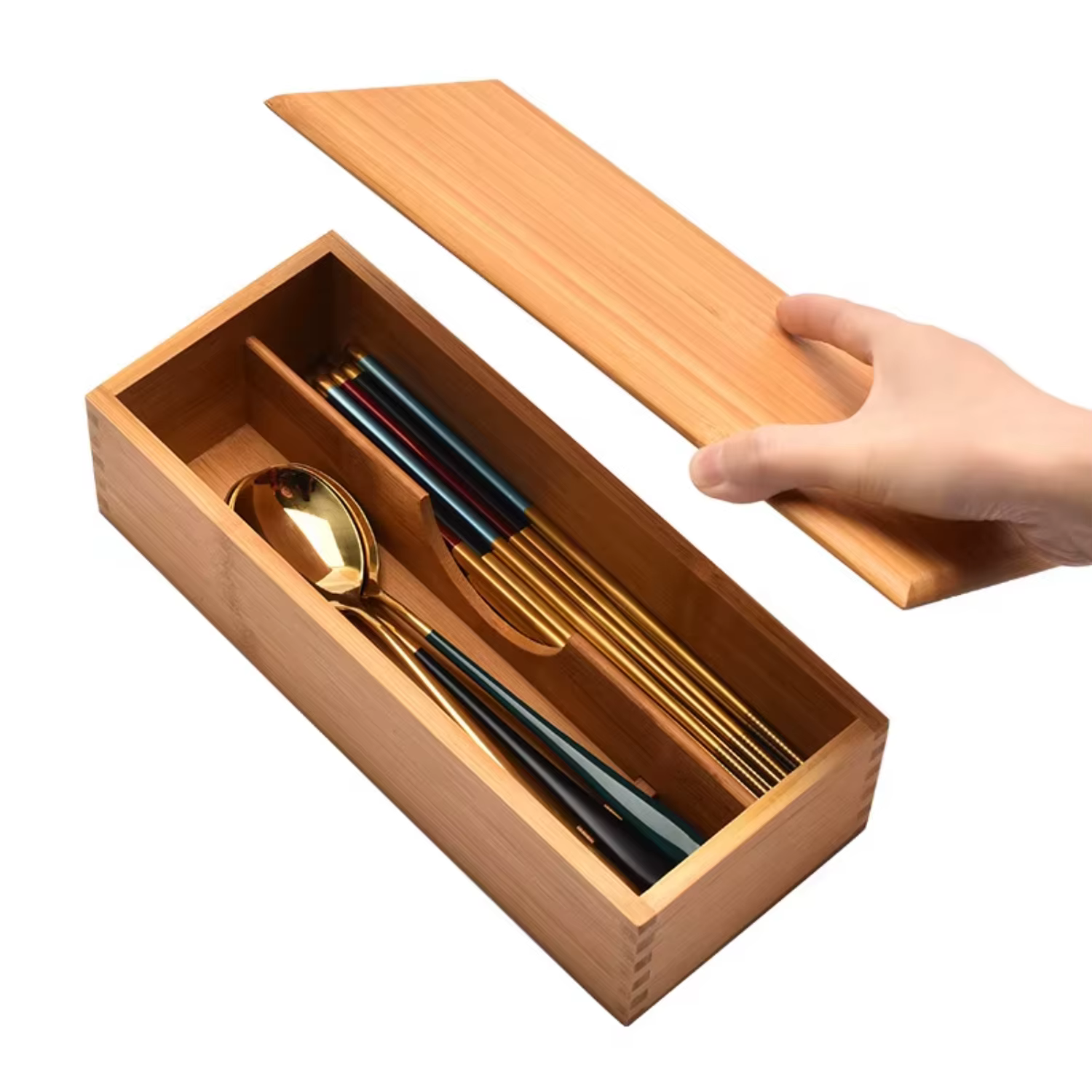 Japanese style chopsticks box with lid, Hotel spoon, fork, cuttray storage, kitchenware compartment basket