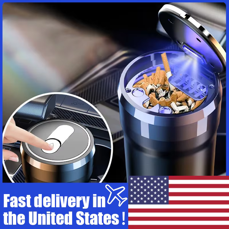 Portable Car LED Ashtray Universal Auto Ashtray Cigarette Ash Holders Cup Car Interior Decor Smokeless Auto Holder Box