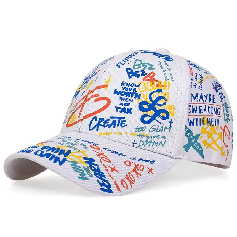 Unisex Letter Graffiti Printing Snapback Baseball Caps Spring and Autumn Outdoor Adjustable Casual Hats Sunscreen Hat