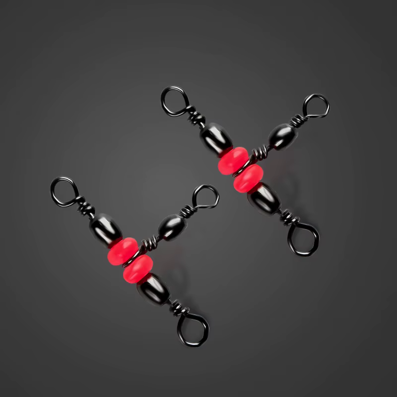 100pcs/Set Fishing Connector Three Way Barrel Swivel Snap Ring With Beads For Fishhook Lure Line Fishing Accessories