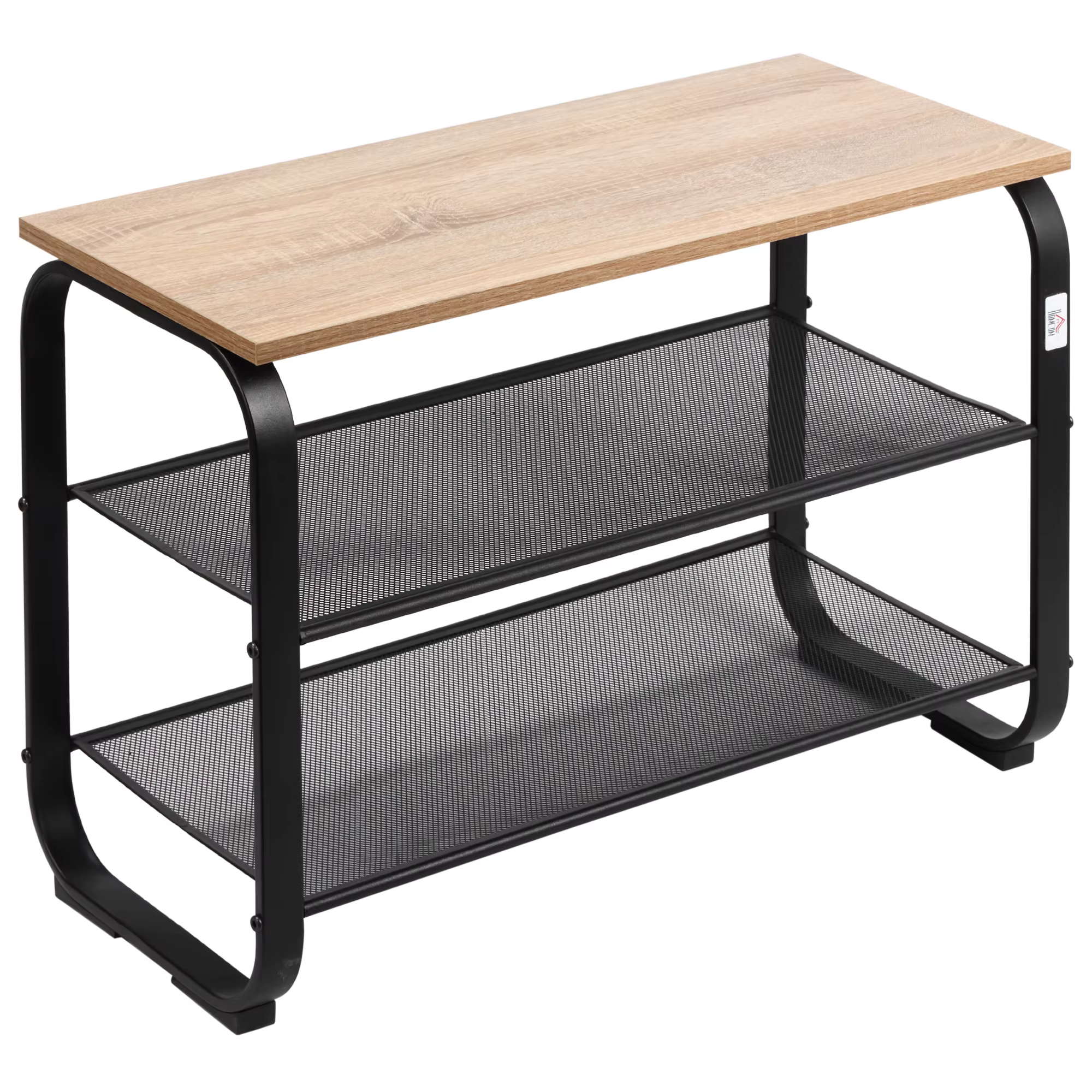 HOMCOM 3-tier Shoe Rack for 9 Pairs of Metal Frame Shoes 66x30x47,5 cm Oak Black
