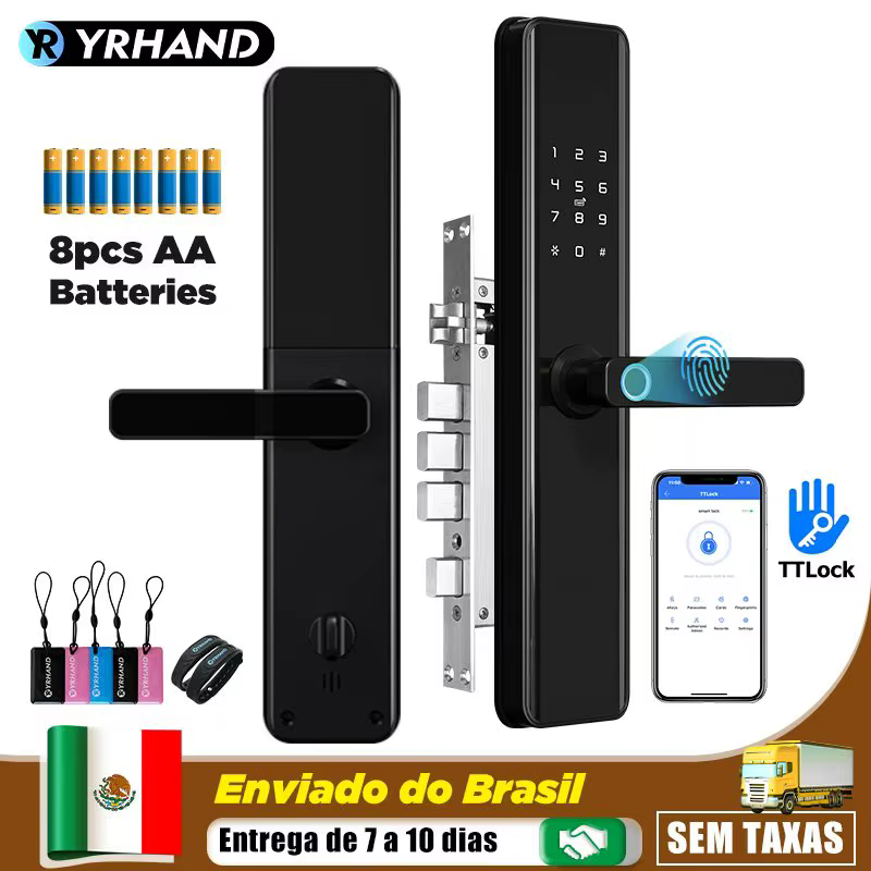 YRHAND M1 TTlock Waterproof Bluetooth Wifi Fingerprint Smart Lock Electronic Intelligent Biometric Digital Door Lock For Home