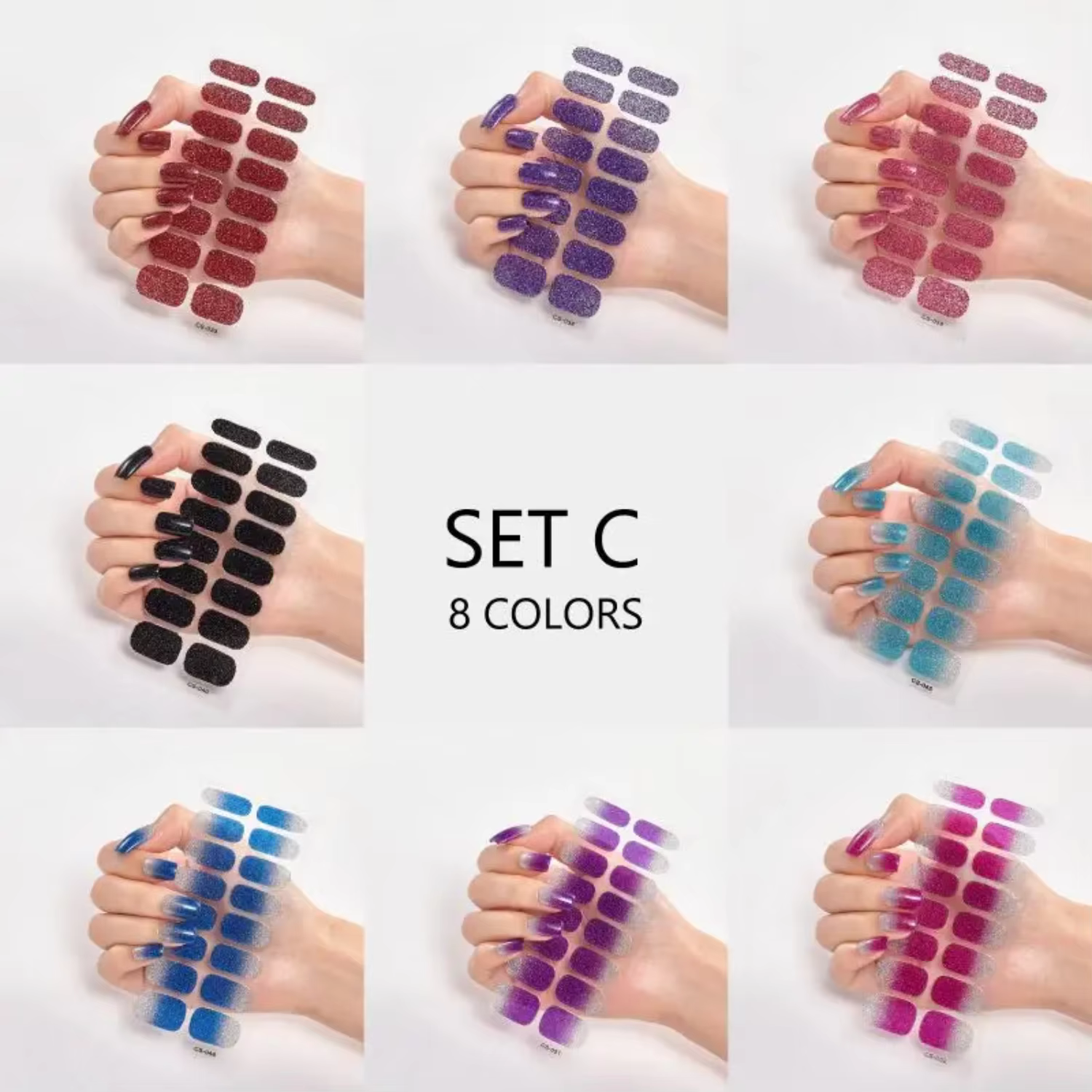 8 Sheets Shiny Nail Decals Nail Tape Nail Polish Stickers Nail Art Stickers Nail Decoration Nails Art