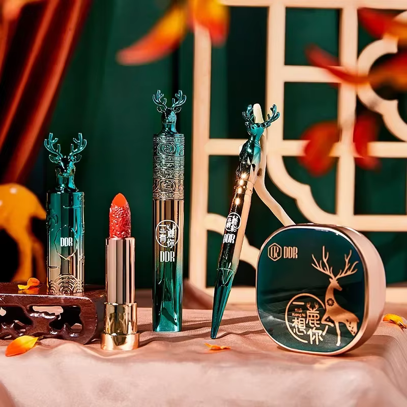 520 Gift Lipstick Cushion Eyelash Eyeliner Wholesale Makeup Five-piece Set Valentine's Birthday Christmas Gift Box Chinese Style