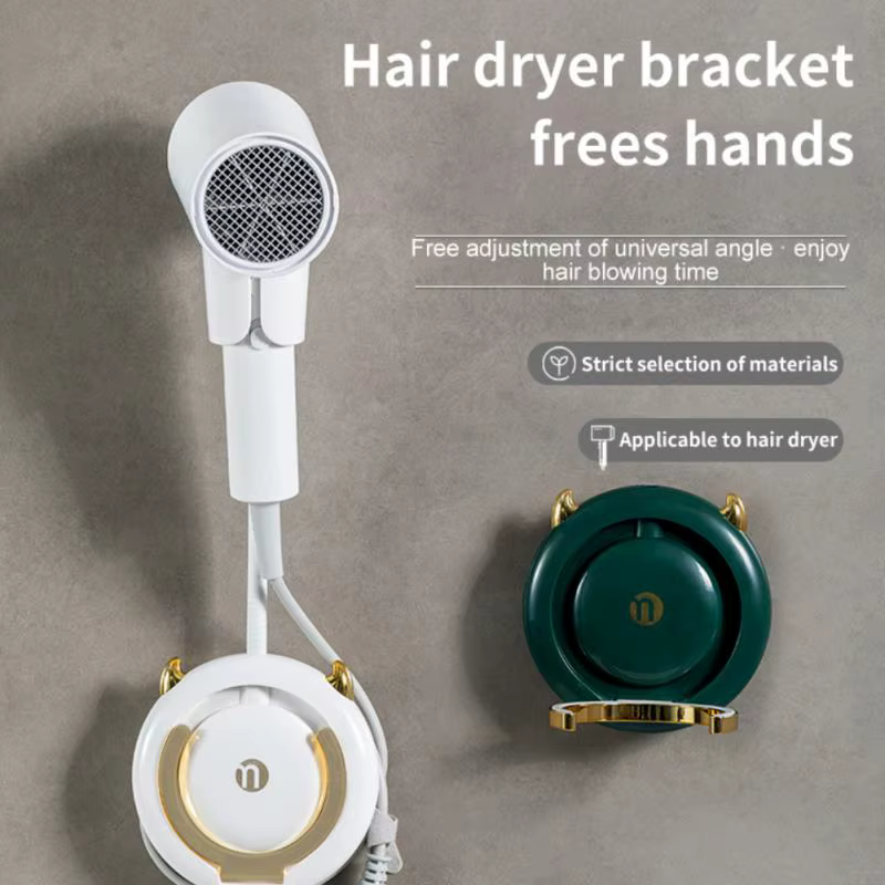 Punch-free Hair Dryer Holder Plastic Universal Hands Free Hair Dryer Holder Self-adhesive Hair Dryer Lazy Bracket Wall Mounted