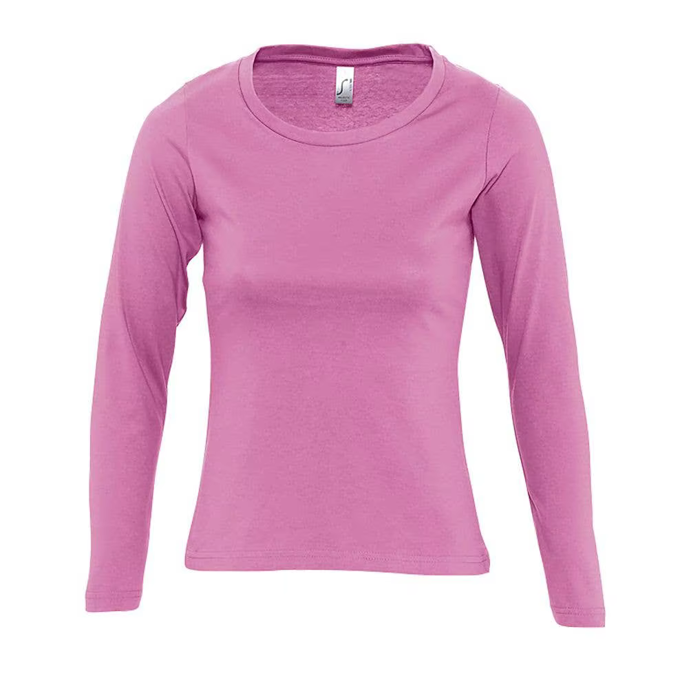 MARNAULA.MAJESTIC. Women's long-sleeved T-shirt with round neck. Size = XL,COLOR = Orchid Pink
