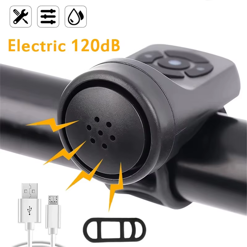 Bicycle Horn Electric Bike Bell 120DB Waterproof Bike Horn USB Rechargeable MTB Road Cycling Bicycle Alarm Horn Bike Accessories