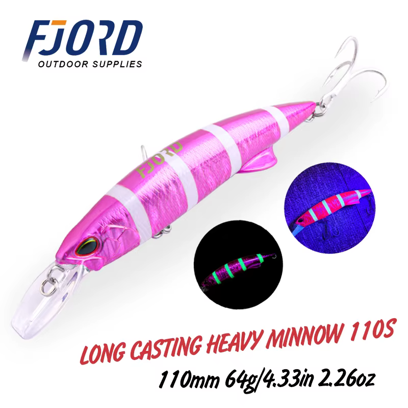 FJORD Glow UV 110mm 64g Sinking Hard Baits Fishing Lure Long Casting Sea Depth Saltwater Trolling Lures Swimbaits Fishing Items