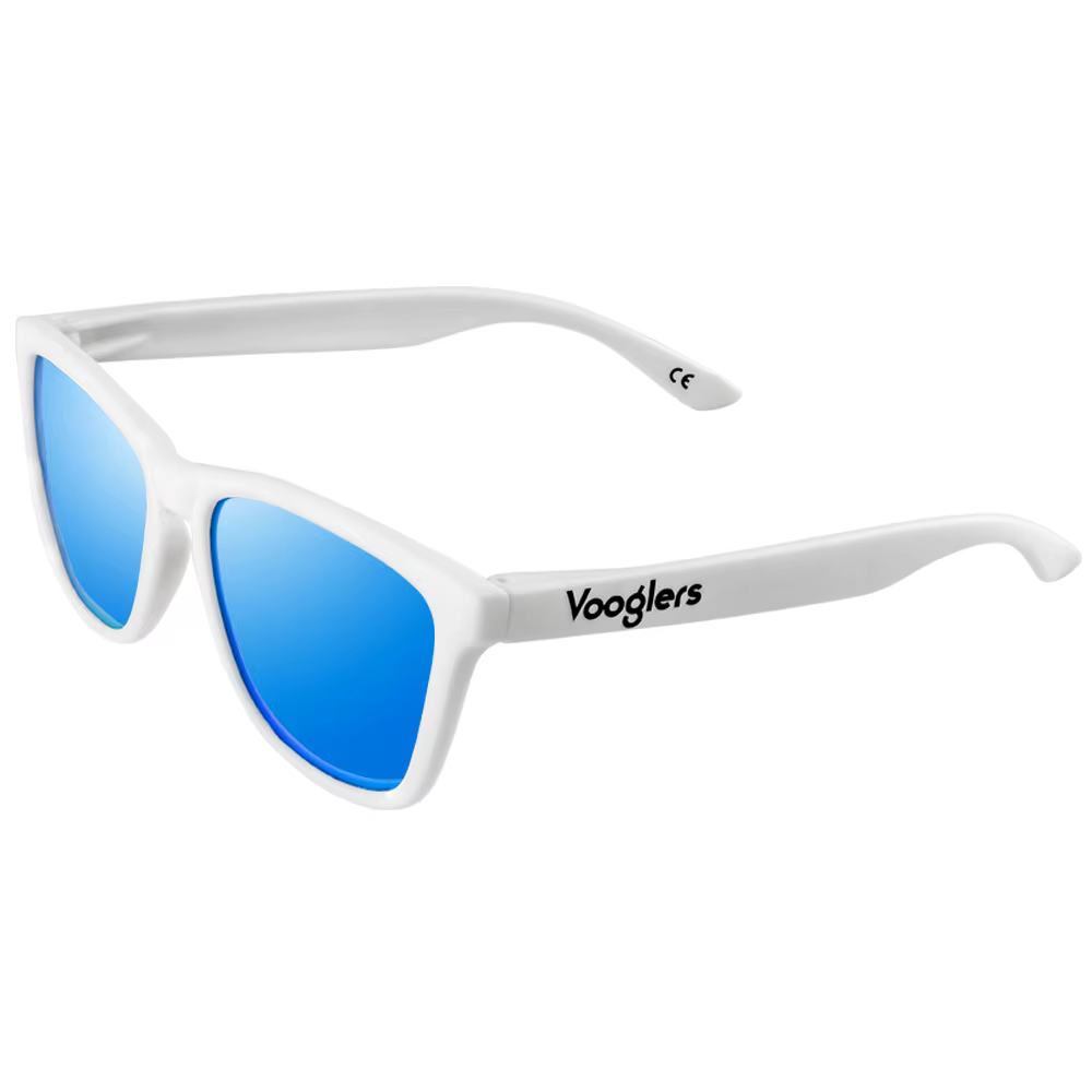 VOOGLERS - POLARIZED UNIQUE Ibiza Dance POLARIZED sunglasses for men and women Unisex | UV400 | Fashion/Summer 2024 | Blue mirror lens lens | Matte white frame