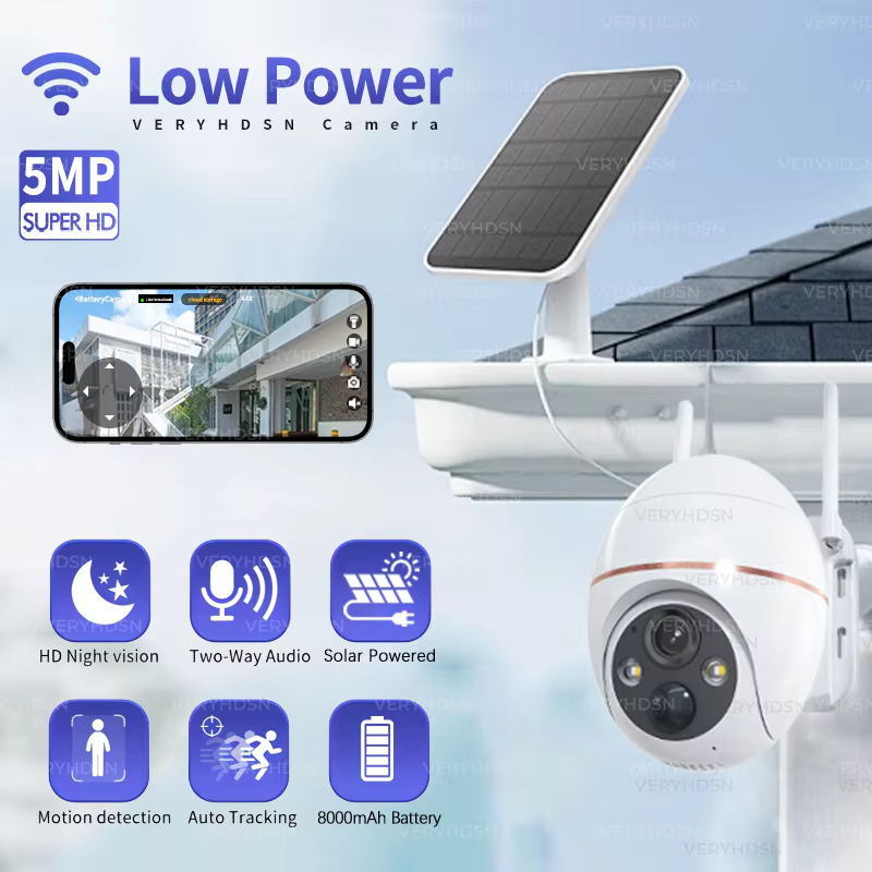 5MP IP olar WIFI Camera PTZ Surveillance Cameras PIR Human Tracking 8000mAh Battery Wireless  CCTV Outdoor HD Waterproof 5X Zoom