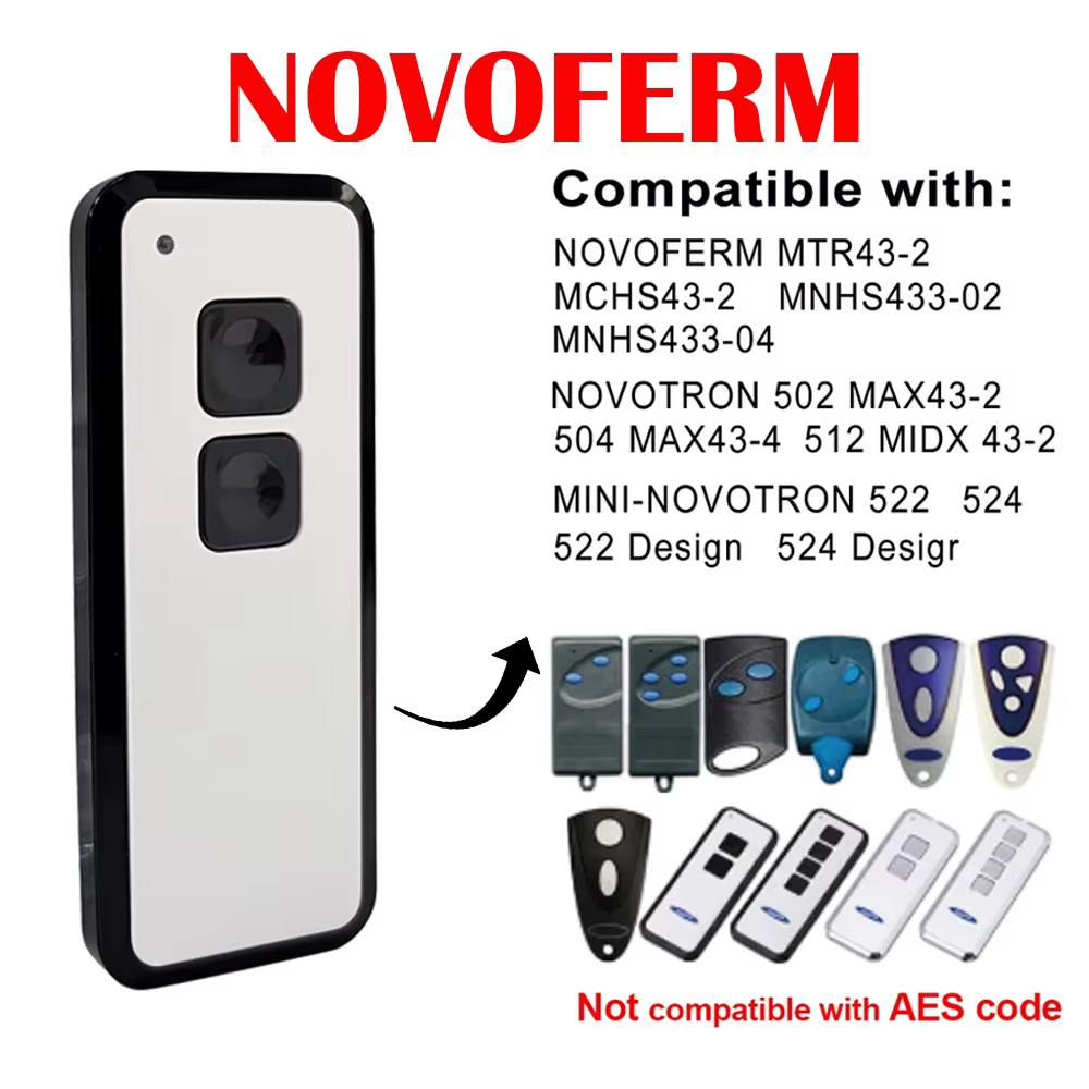 NOVOFERM Mini-NOVOTRON 524 502 504 512 522 Garage Door Remote Control 433MHz Rolling Code Handheld Transmitter
