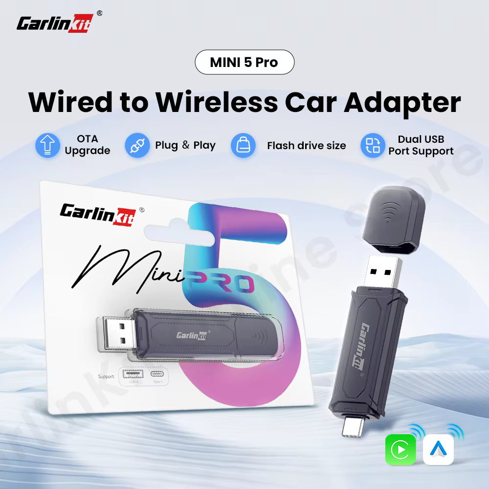 Carlinkit Mini 5 Pro Wireless Carplay Android auto Adapter for Car Intelligent Systems Upgrade Ble Wifi Seamless Connection