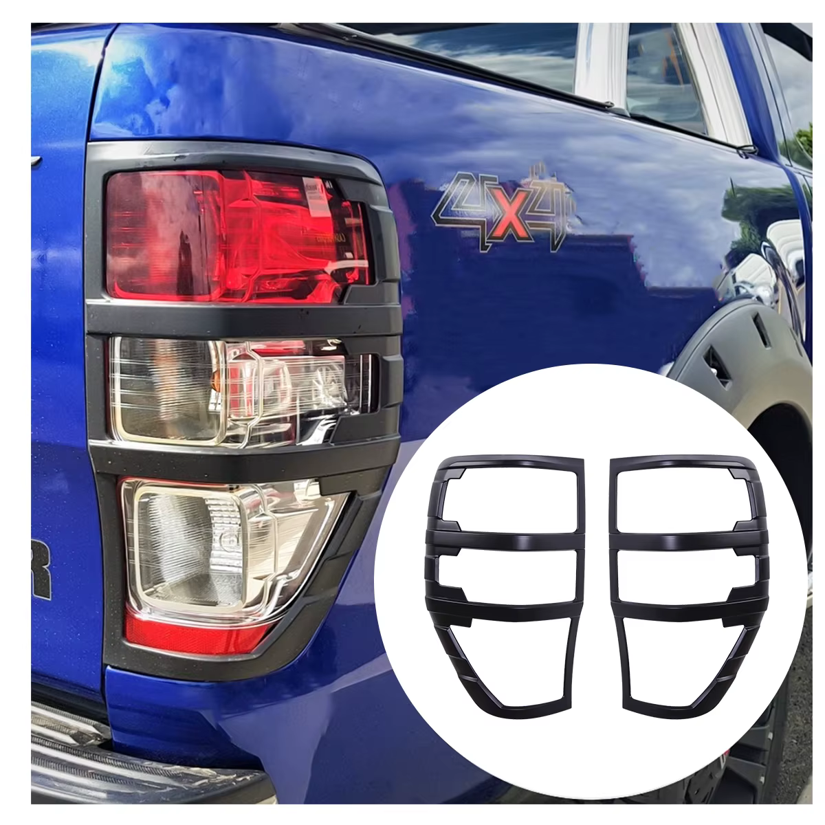 Tail Light  Cover Trim for Ford Ranger 2012-2022 T6 T7 T8 WILDTRAK XLT XL XLS Limited Exterior Rear Lamp Hoods MATT BLACK