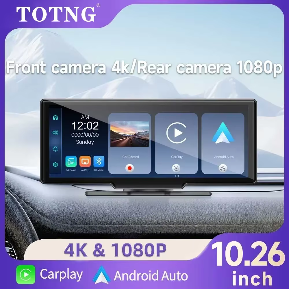 P70Pro 10.26" Dash Cam 4K 2160P Rearview Camera Carplay & Android Auto GPS Navigation with Voice Control Car DVR BT FM Monito