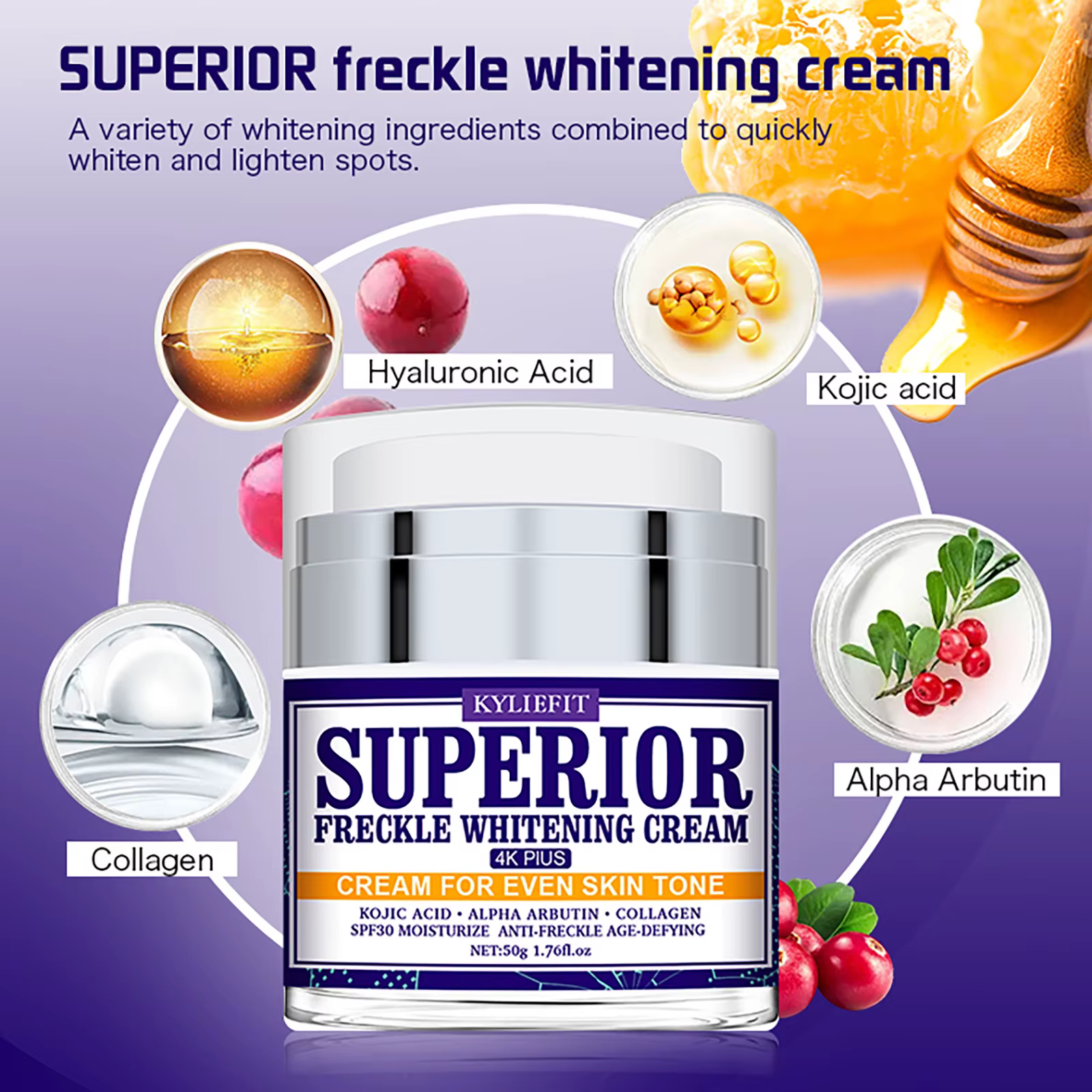 KYLIEFIT Superior Whitening Facial Cream, Freckles, Reduce Dark Spot, Melanin Face Cream, For All Skin Types Cosmetics