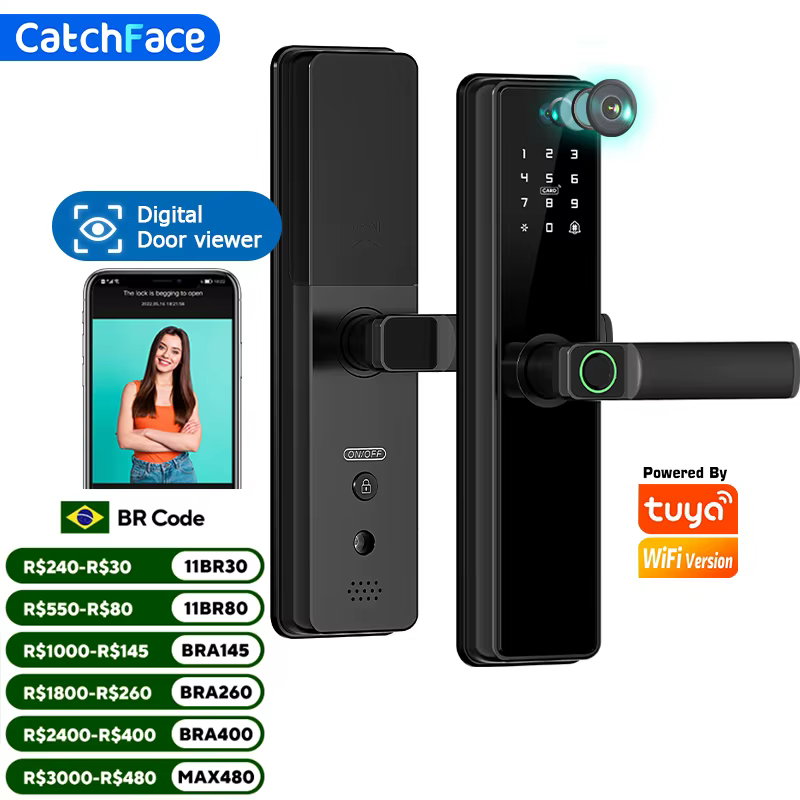 Brazil TUYA Wifi Camera photo-Taking Tempering Upgraded Version Electronic Smart Digit Door Lock Fingerprint Door Security