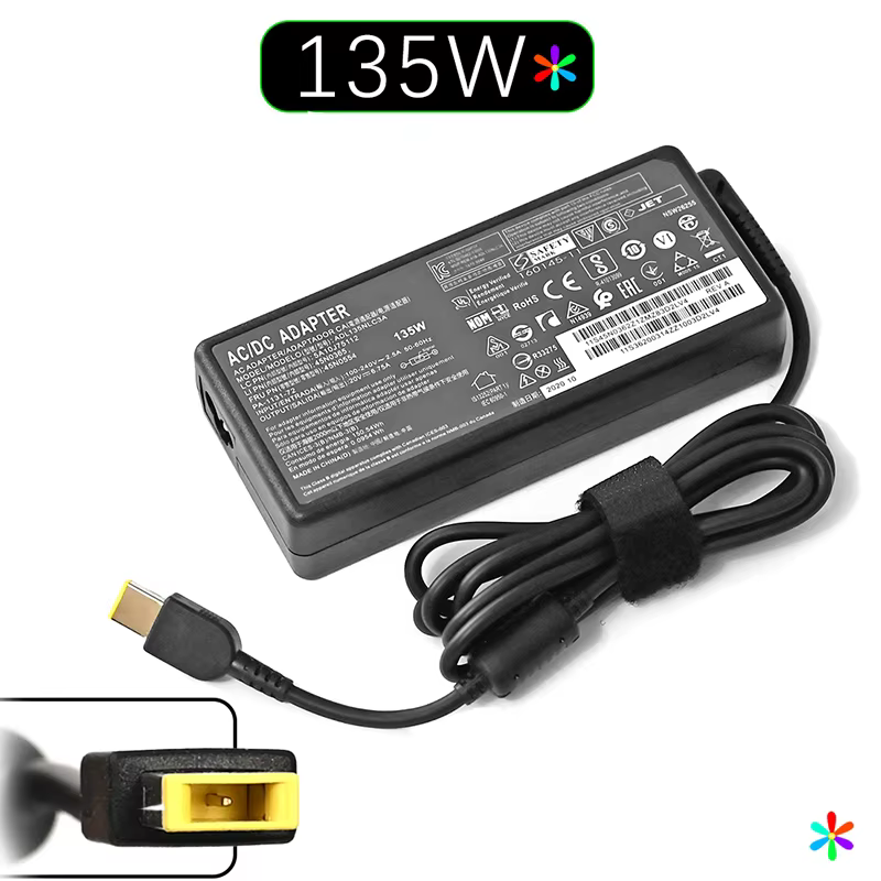 Laptop Adapter 135W 20V 6.75A USB C Notebook Charger for Lenovo T440p Y50-70 R720 Y700 T540p P51 P52 S5 ADL135NLC3A Power Supply