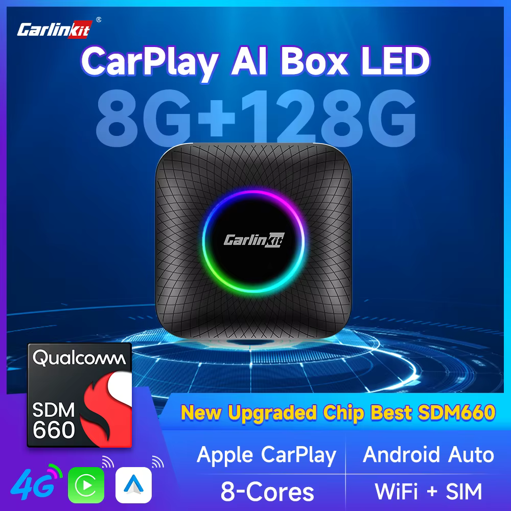 CarlinKit Android 13 TV Box LED Qualcomm 8-Cores Wireless Android Auto & CarPlay Ai Box For Netflix IPTV Online Upgrade 64G 128G