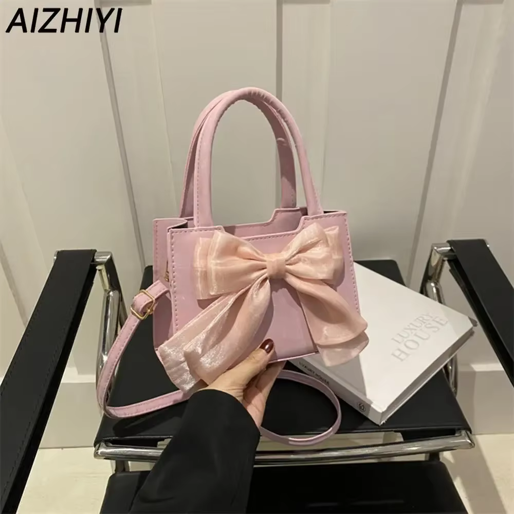 Fashion Purses for Women Bow Handbags Purse Luxury Design PU Faux Leather Top Handle Clutch Shoulder Crossbody Bags for Women