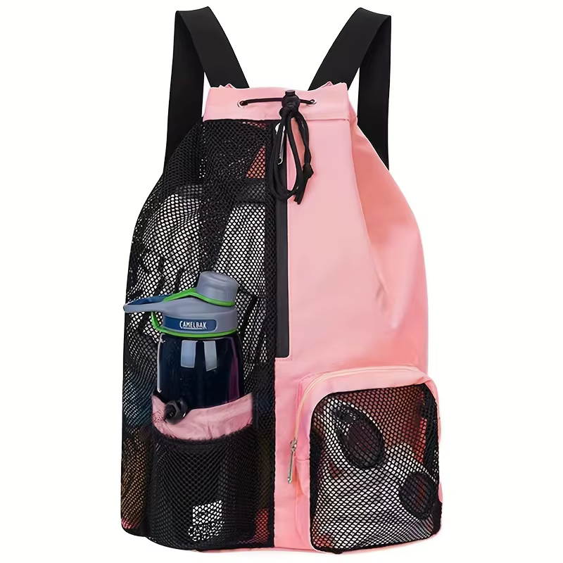 Sports Drawstring Backpack with Mesh Pocket Fitness Travel Outdoor Sport Sackpack Large Capacity Gym Swim Beach Bags Camping Bag