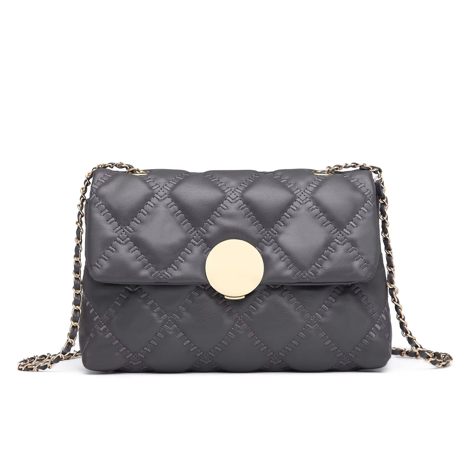 Miss Lulu Women's Quilted Crossbody Bags: Small Shoulder Handbags with Chain and PU Leather Strap for Shopping and Work
