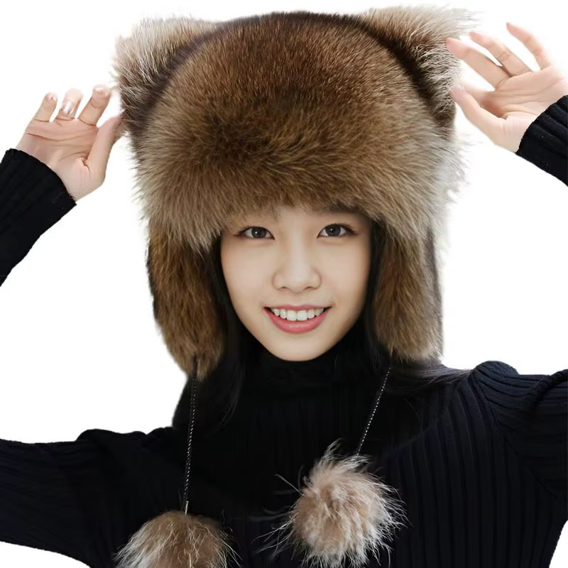 Raccoon Tail Hat Animal Coonskin Hat Wild Frontiersman Style Windproof Warm Soft Eco-Friendly Coonskin Hat Adult Holiday Dress