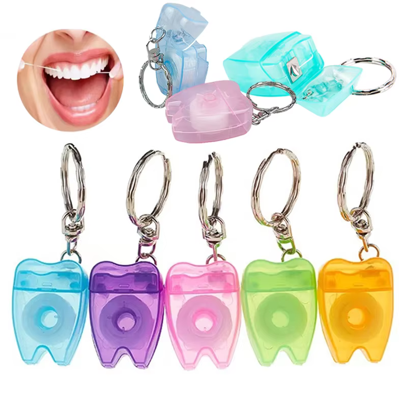 7/10PCS Portable Dental Floss Interdental Pick Stick Toothpicks with Keychain Tooth Whitening Teeth Cleaning Oral Care Tools