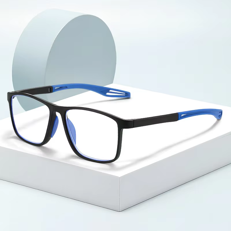 Unisex Ultralight Silicone TR90 Sports Blue Light Blocking High Definition Square Reading glasses Prescription Eyeglasses